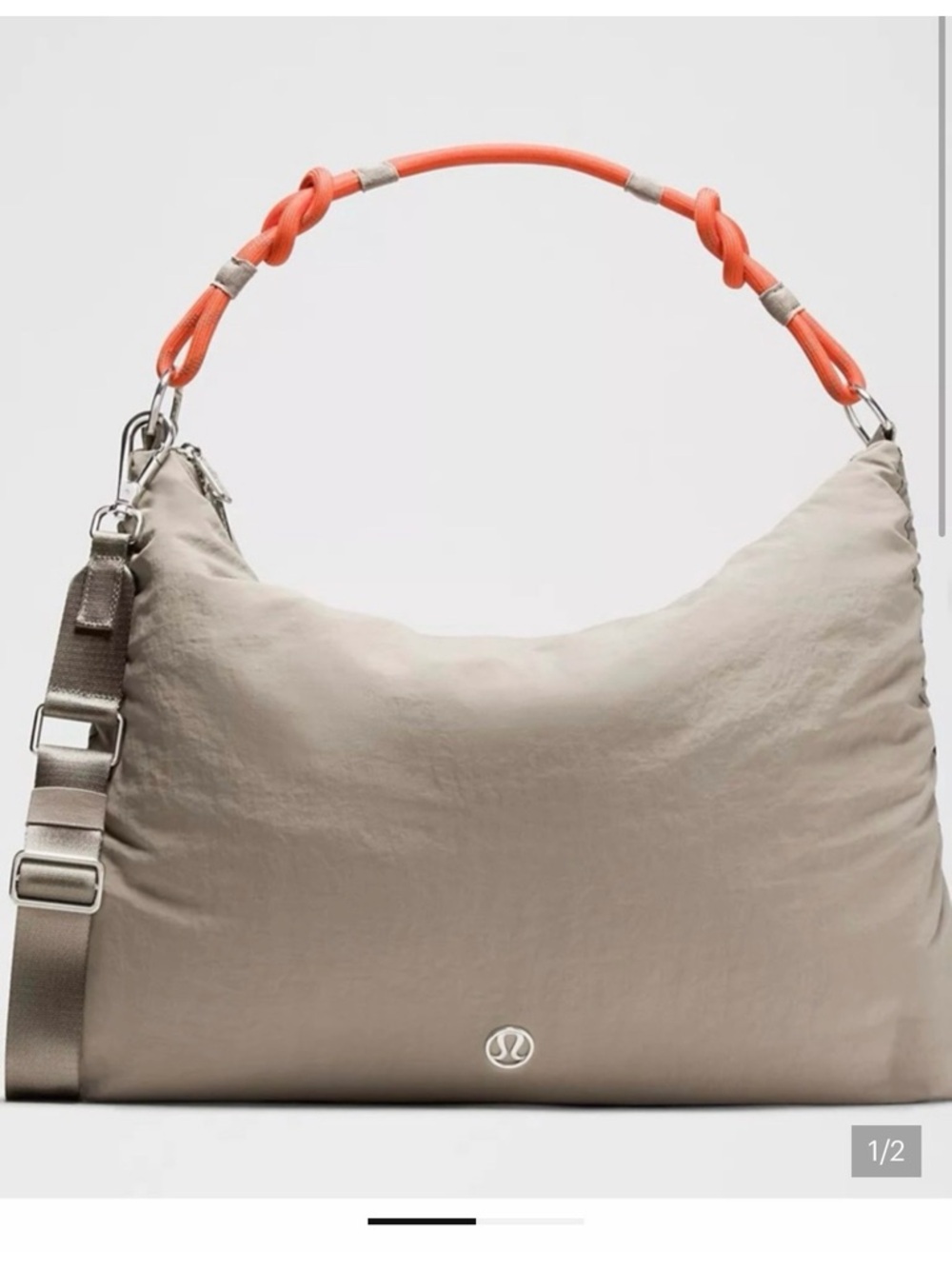 NWOT Convertible Ruched crossbody Bag large with Orange Strap 16L